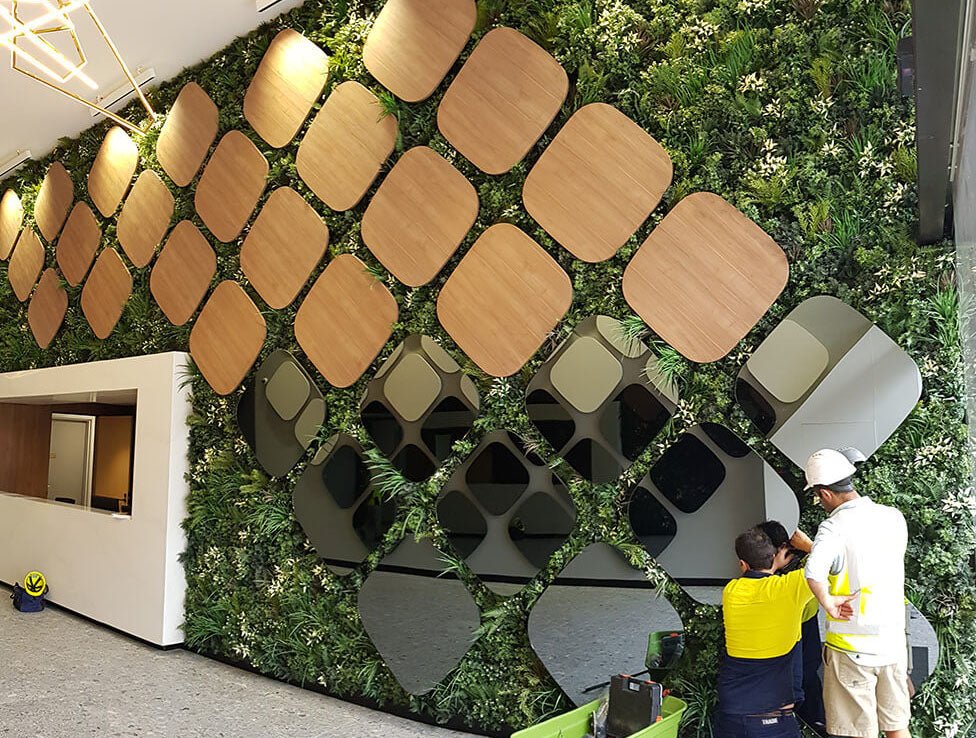 Evergreen Premium Artificial Green Wall Feature in Meriton Sydney Apartment Lobby - Evergreen Walls