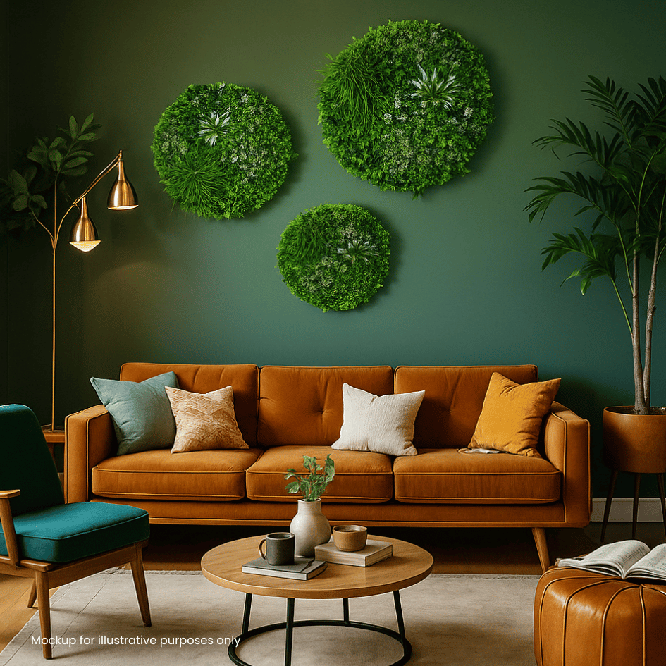 Green Discs on the wall Using Artificial Green Wall Discs