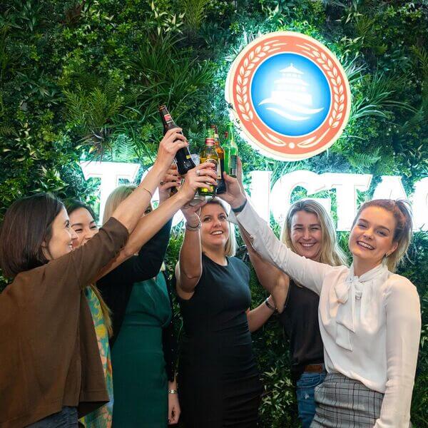 Tsingtao's Lager Faux Green Wall at Hermanns Bar - Brand Event Launch - Evergreen Walls