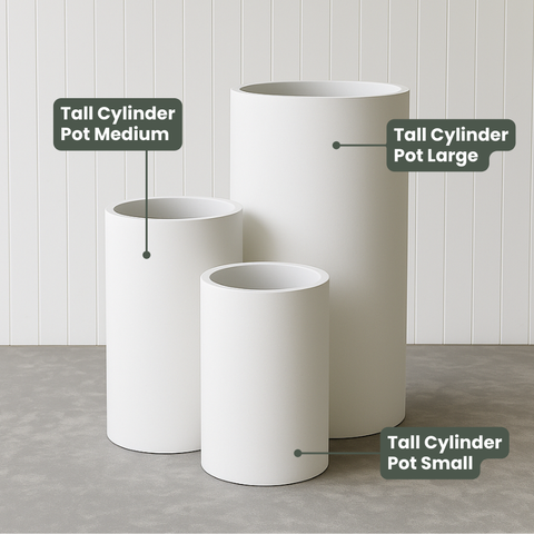 Lightweight Tall Cylinder Pot | White
