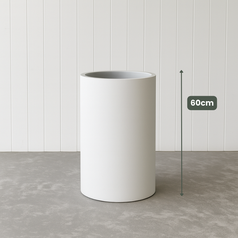Lightweight Tall Cylinder Pot | White