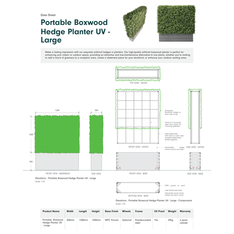 Portable Boxwood Hedge Planter UV