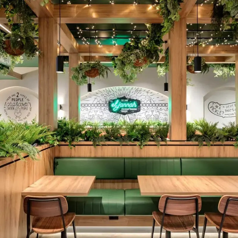 El Jannah Restaurant Hanging Greenery and planters installation