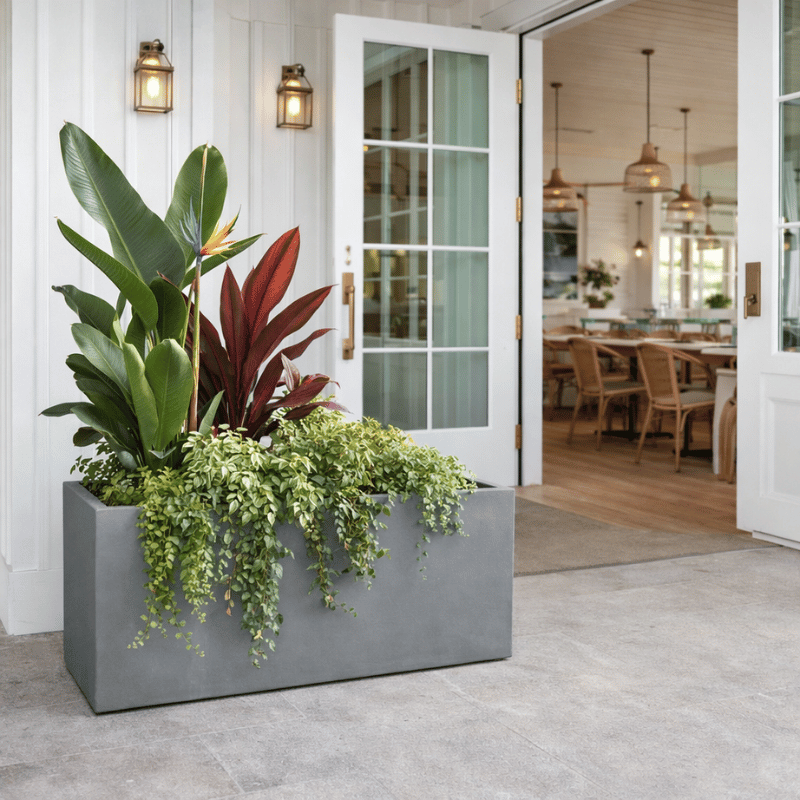 how to secure artificial plants in pots outdoors