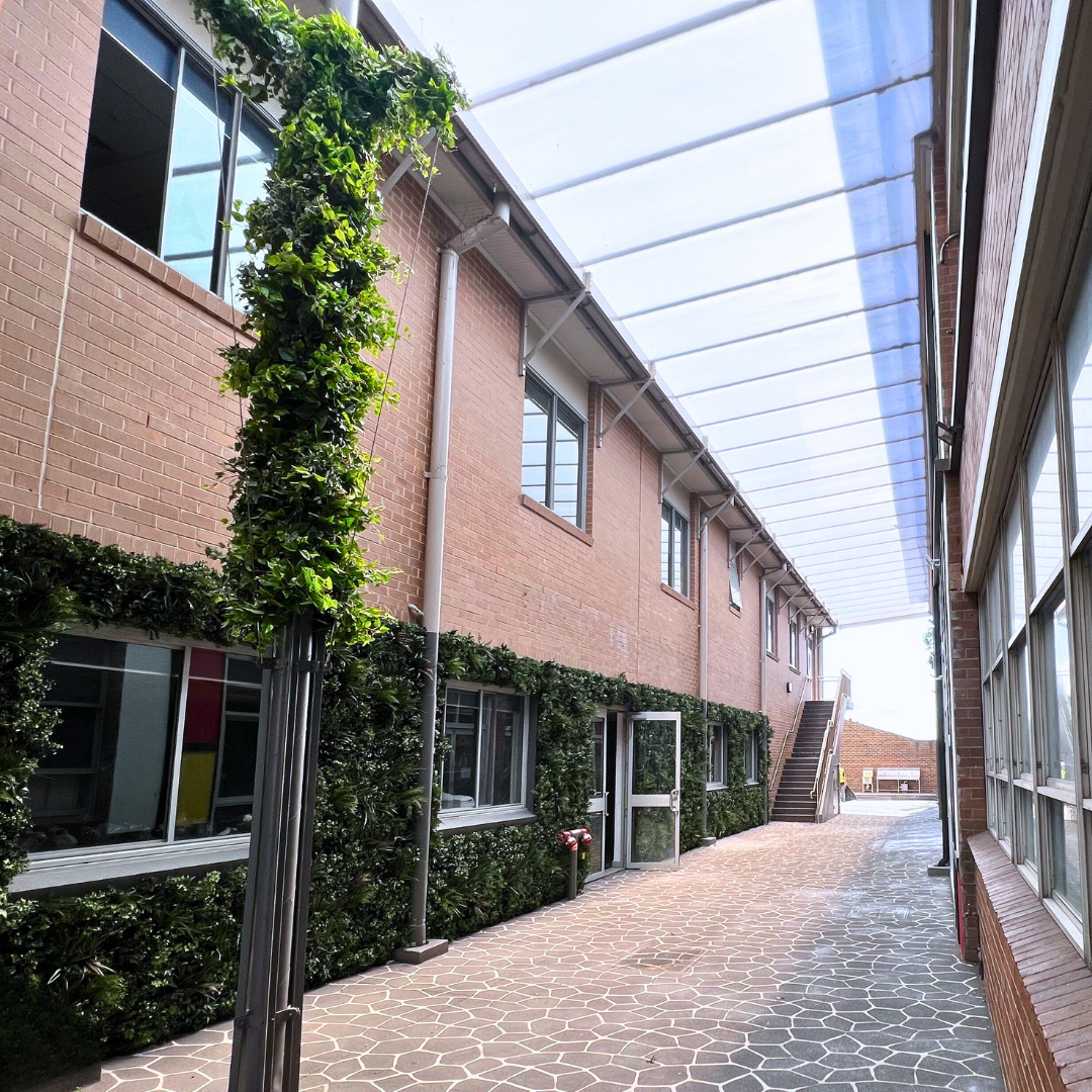 Premium artificial green wall building facade school