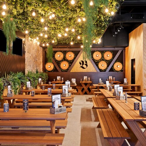 Evergreen artificial greenery fitout the Bavarian German Restaurant