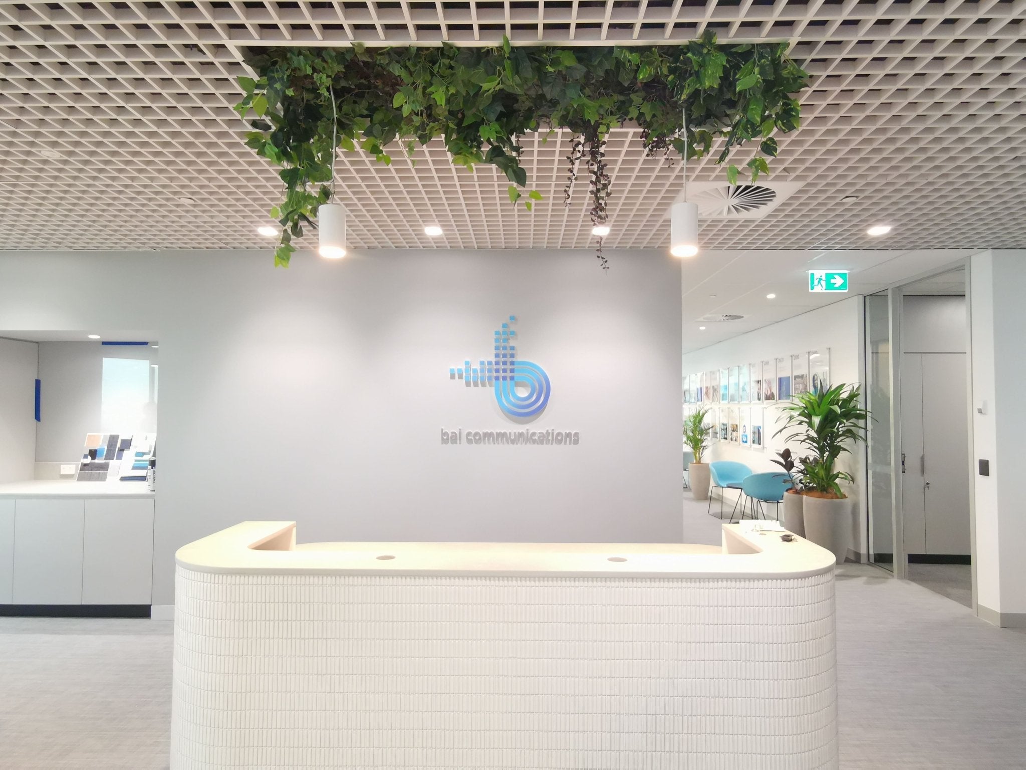 Faux Ceiling Greenery Installation at BAI Communications For Cachet Group - Evergreen Walls