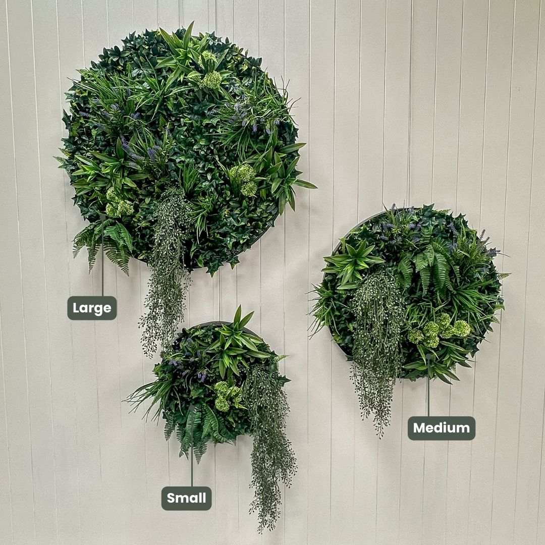 Hanging Artificial Green Discs | Commercial Ceiling and Wall Art