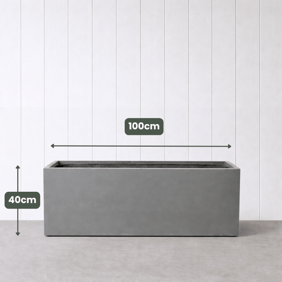 Lightweight Reinforced Trough Pot | Concrete Grey | Evergreen Walls