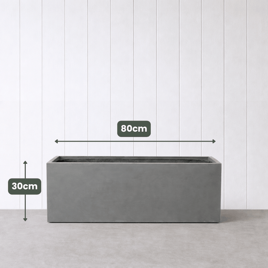 Lightweight Reinforced Trough Pot | Concrete Grey | Evergreen Walls