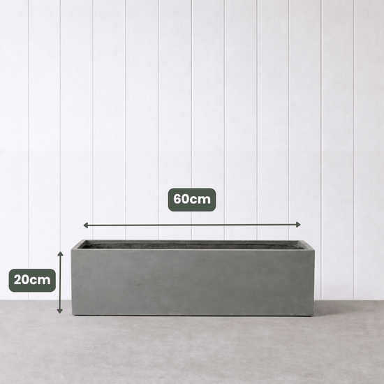 Lightweight Reinforced Trough Pot | Concrete Grey | Evergreen Walls
