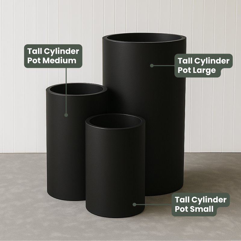 Lightweight Tall Cylinder Pot | Black