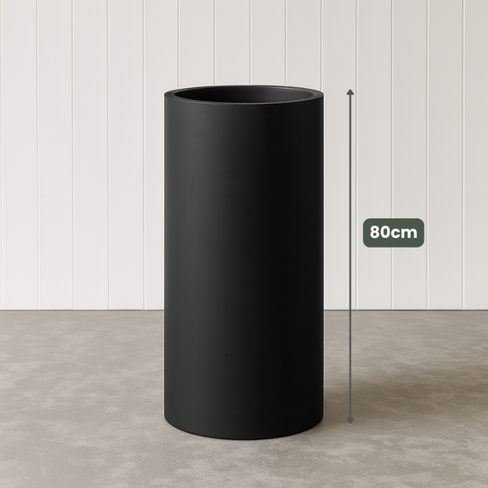 Lightweight Tall Cylinder Pot | Black | Evergreen Walls