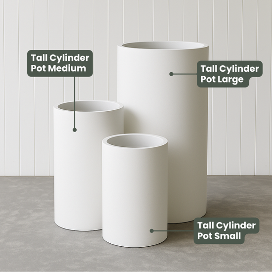 Lightweight Tall Cylinder Pot | White | Evergreen Walls
