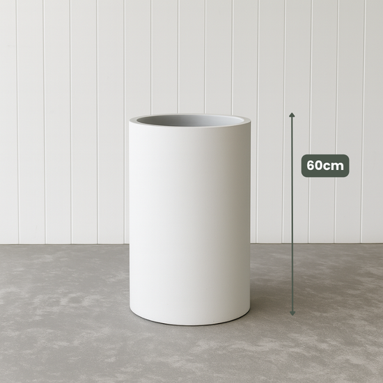 Lightweight Tall Cylinder Pot | White | Evergreen Walls