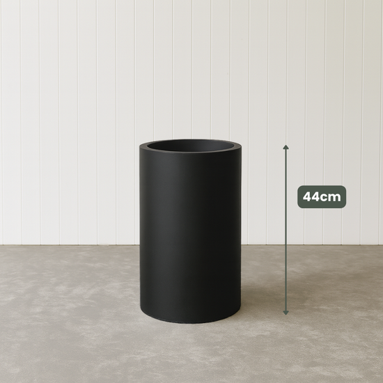 Lightweight Tall Cylinder Pot | Black | Evergreen Walls