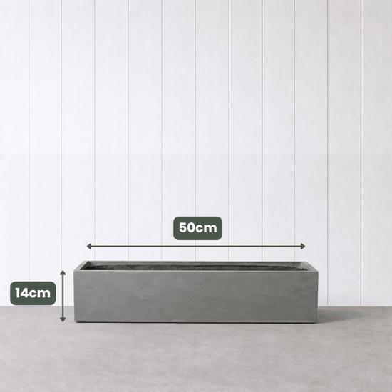 Lightweight Reinforced Trough Pot | Concrete Grey | Evergreen Walls
