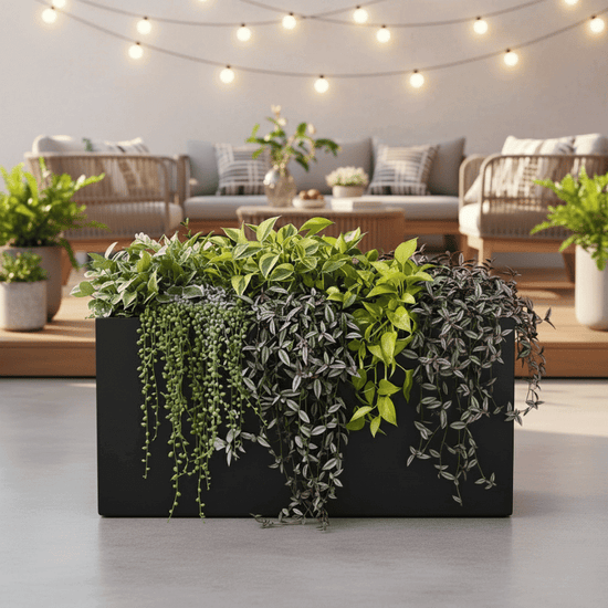 Lightweight Reinforced Trough Pot | Black | Evergreen Walls