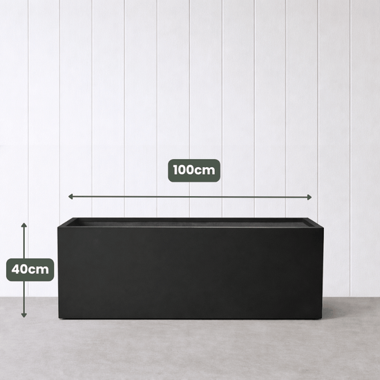 Lightweight Reinforced Trough Pot | Black | Evergreen Walls