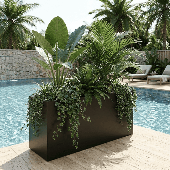 Lightweight Reinforced Trough Pot | Concrete Grey | Evergreen Walls