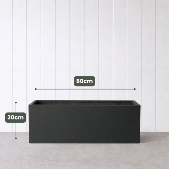 Lightweight Reinforced Trough Pot | Black | Evergreen Walls