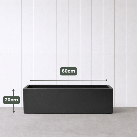 Lightweight Reinforced Trough Pot | Black | Evergreen Walls