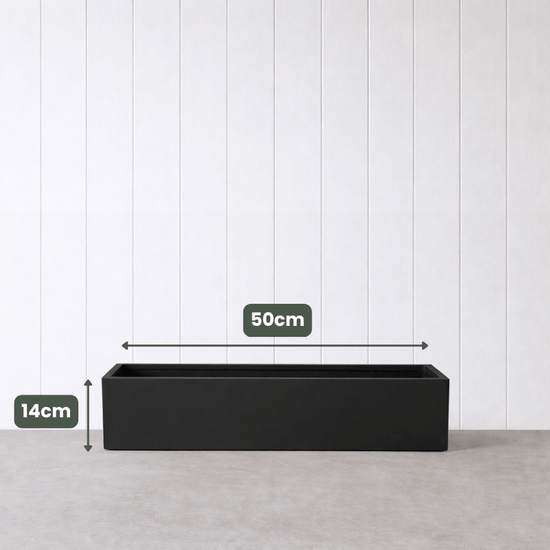 Lightweight Reinforced Trough Pot | Black | Evergreen Walls