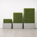 Freestanding Hedge Divider in cement grey — three sizes showing 700mm to 2200mm total heights — Evergreen Walls Australia