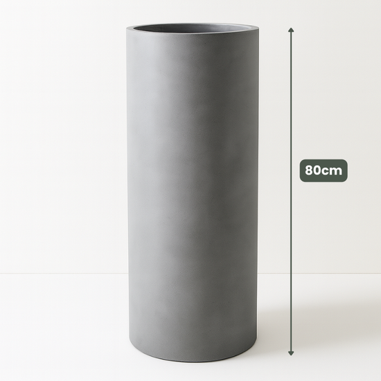 Lightweight Tall Cylinder Pot | Grey | Evergreen Walls