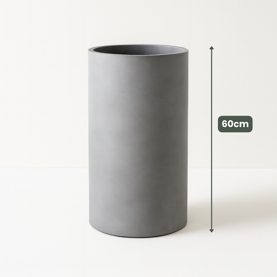Lightweight Tall Cylinder Pot | Grey | Evergreen Walls