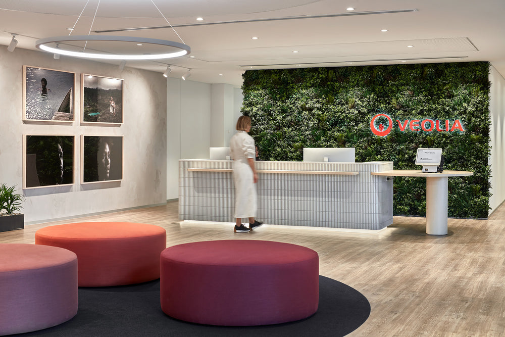 Veolia artificial plant wall office reception